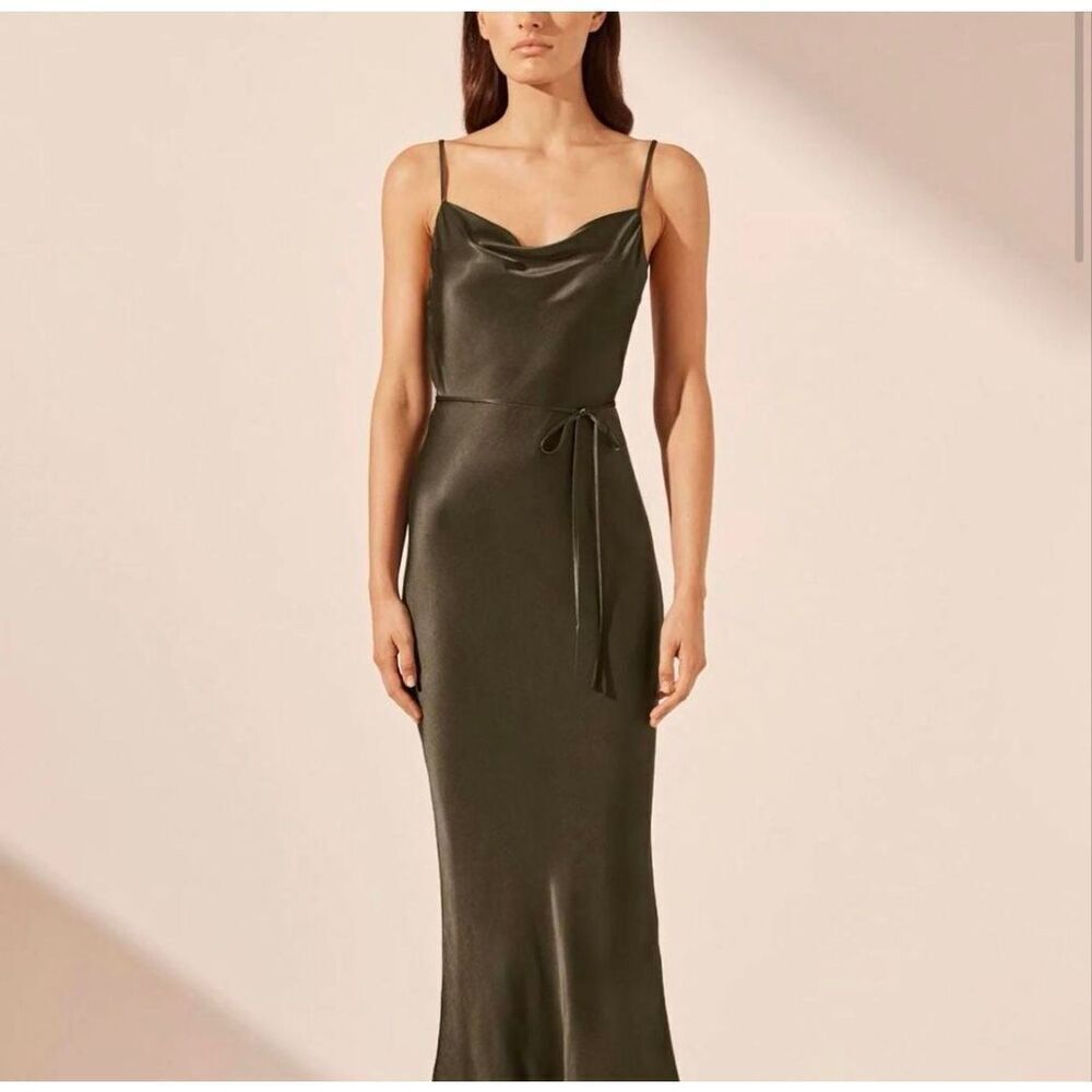Shona Joy La Lune Bias Cowl Neck Midi Dress Size 2